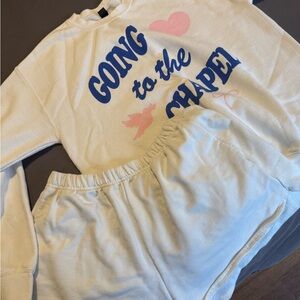 Going to the Chapel White Sweatset with shorts